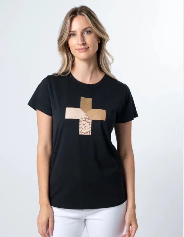 Birds of a Feather Cross T-Shirt - Black - Stella +Gemma