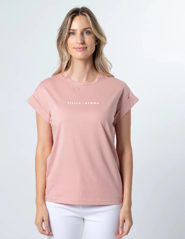 Cuffed Sleeve T-Shirt - Rose - Stella + Gemma