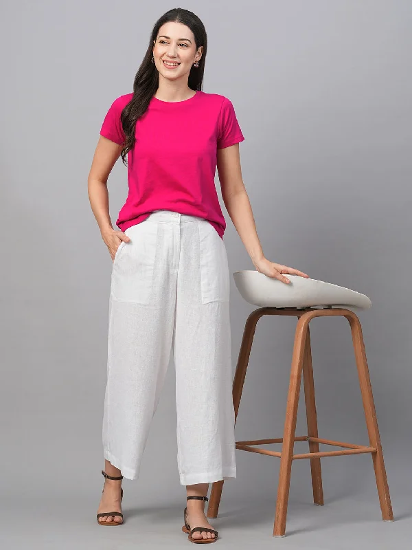 Women's Pink Cotton Regular Fit Tshirt