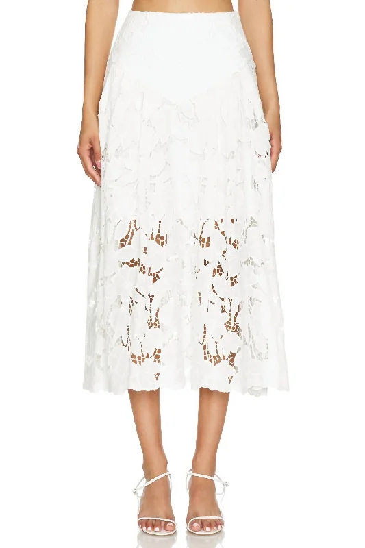 Artemisa Midi Lace Skirt In White