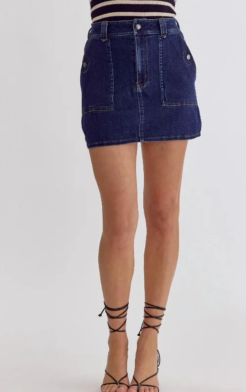 Denim Skirt In Dark Denim