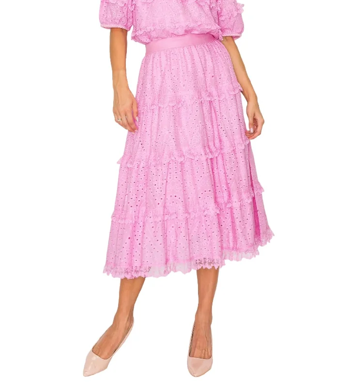 Eyelet Skirt In Bubble Gum