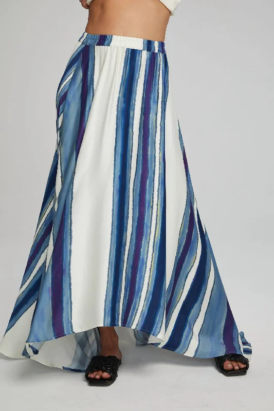 Flowy Maxi Skirt In Pacific Stripe