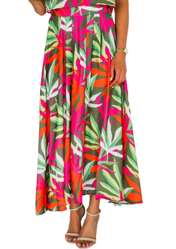 Forgotten Paradise Linen Skirt In Tropical