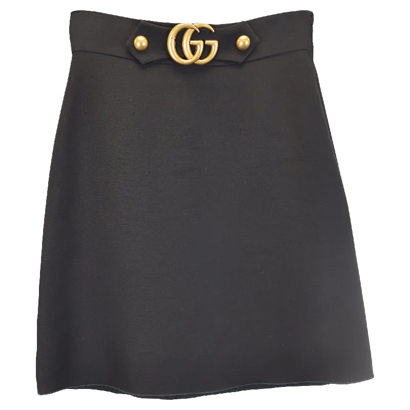 Gucci GG Logo A-Line Skirt in Black Wool