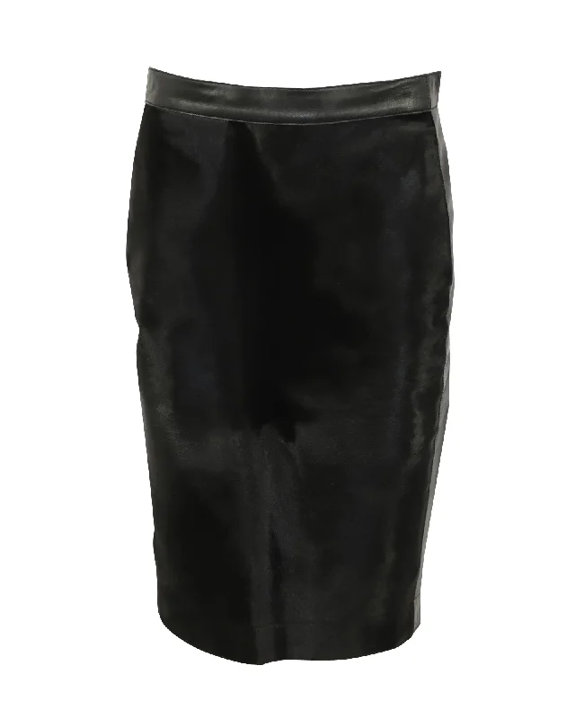 Iris & Ink Pencil Skirt in Black Leather