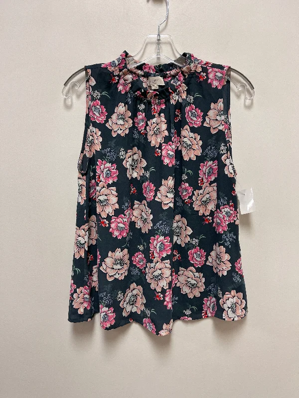 Top Sleeveless By Loft In Grey & Pink, Size: L