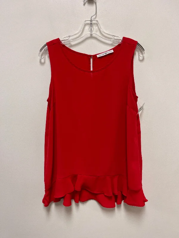 Top Sleeveless By Signature Collection In Red, Size: L