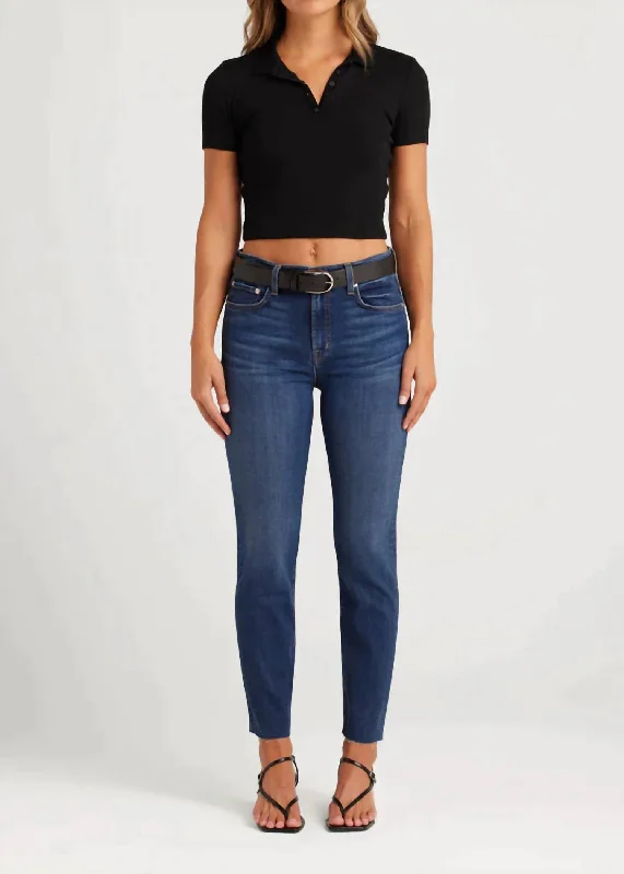 Bree Mid Rise Stright Crop Jean In Deja Blue