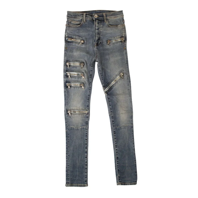 Unravel Project Moonwash Multi-Zip Jeans - Denim