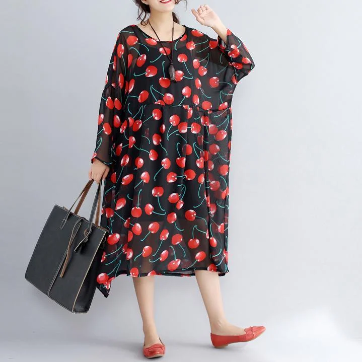 2018black prints long chiffon dresses plus size clothing two pieces long dresses and cotton sleeveless dresses