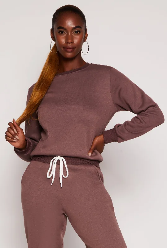 Ribbed Knit Pullover Sweatshirt