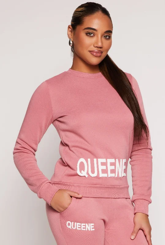 Queene Puff Print Fleece Lined Sweatshirt