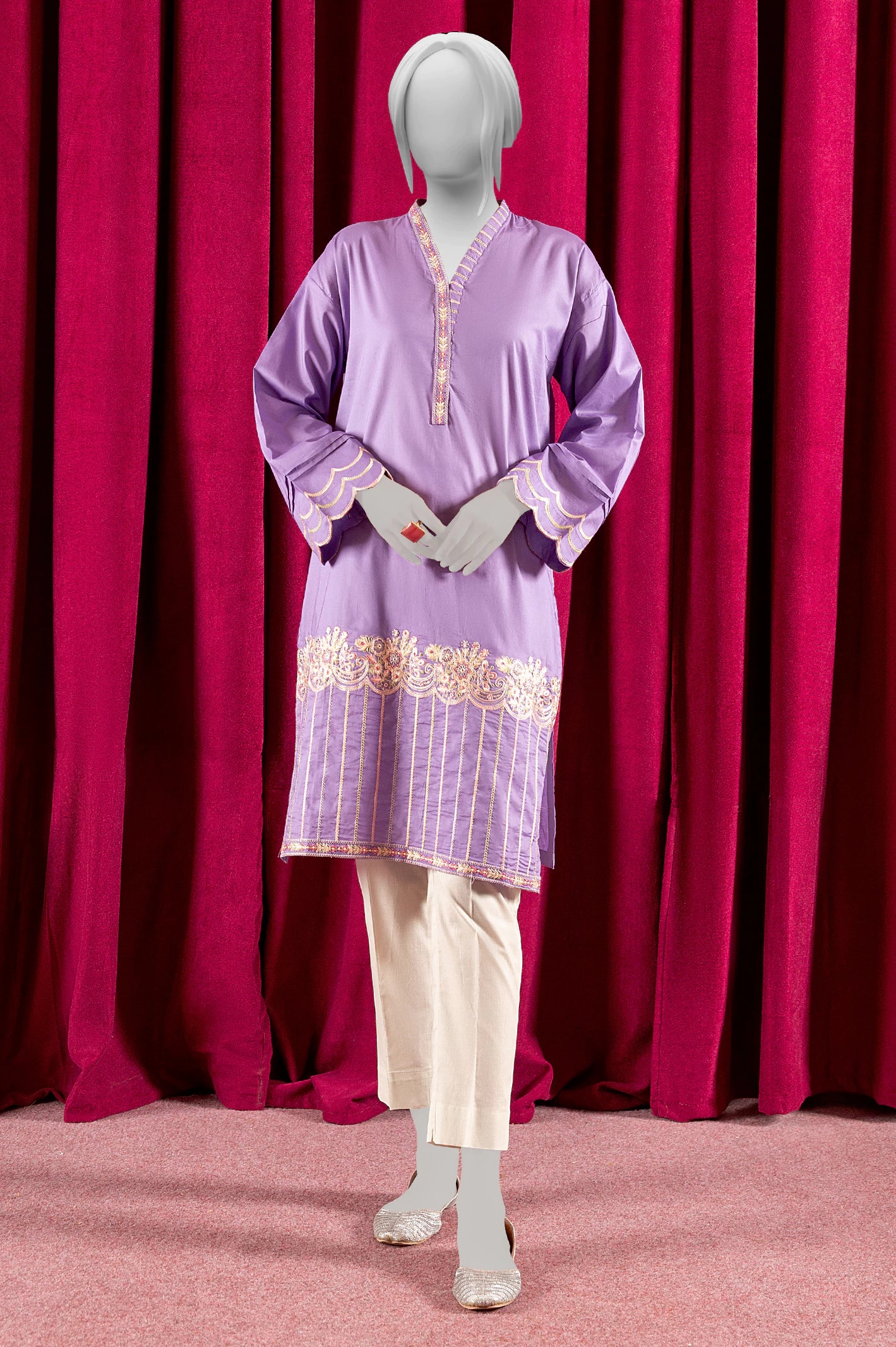 Purple Embroidered Kurti