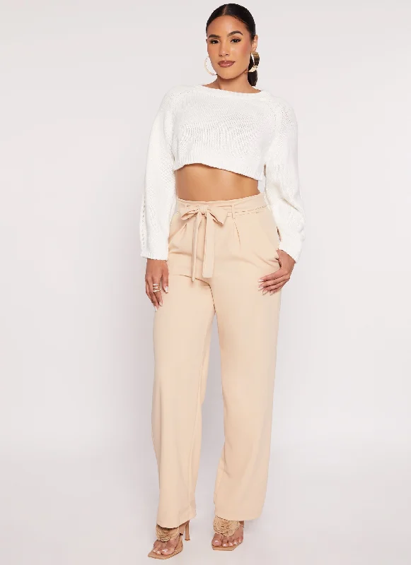 Haute Monde Tie Waist Belted Dress Pants