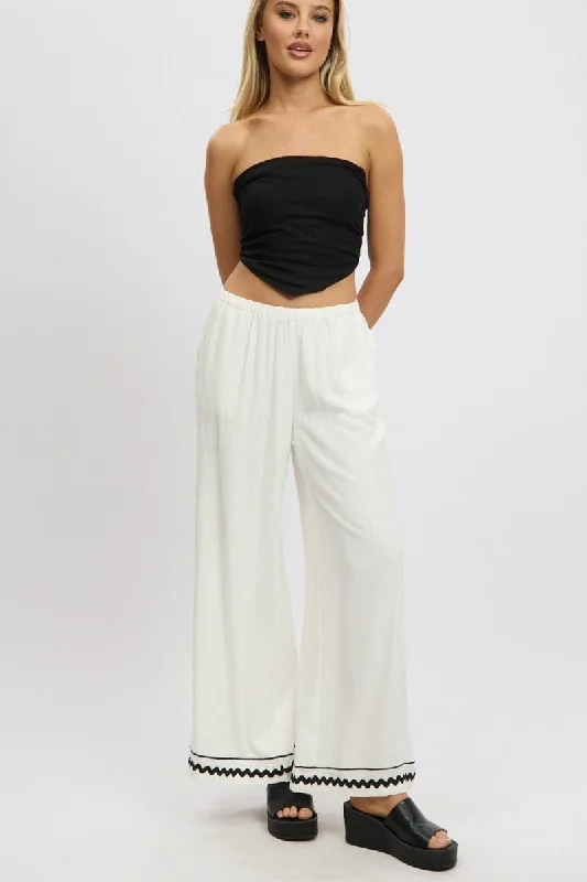 White Wide Leg Pants High Rise