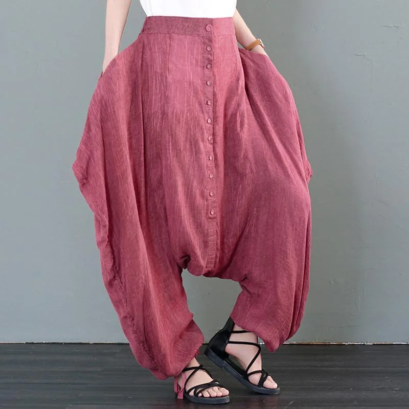 Women Casual Female Loose Solid Personality Cross-Pants Harem Pants