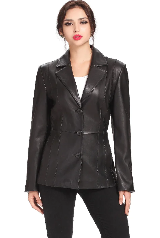 BGSD Women Crystal Lambskin Leather Blazer