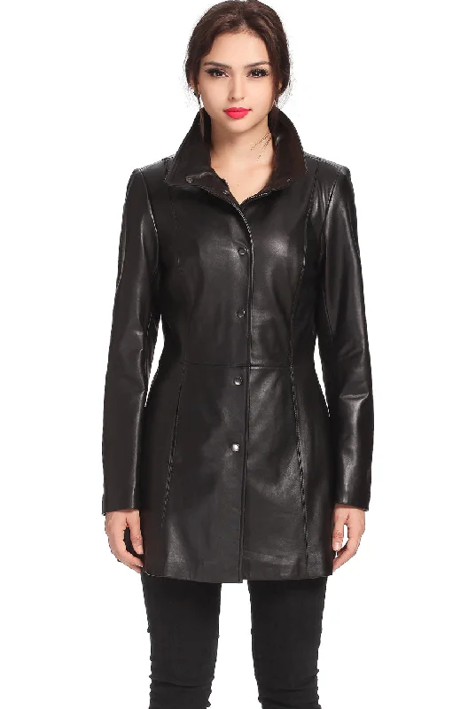 BGSD Women Jocelyn Lambskin Leather Car Coat