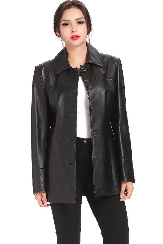 BGSD Women Megan Lambskin Leather Car Coat