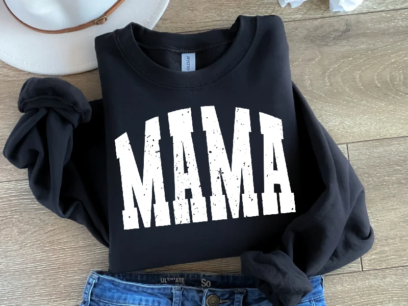 Distressed MAMA Sweatshirt - Black