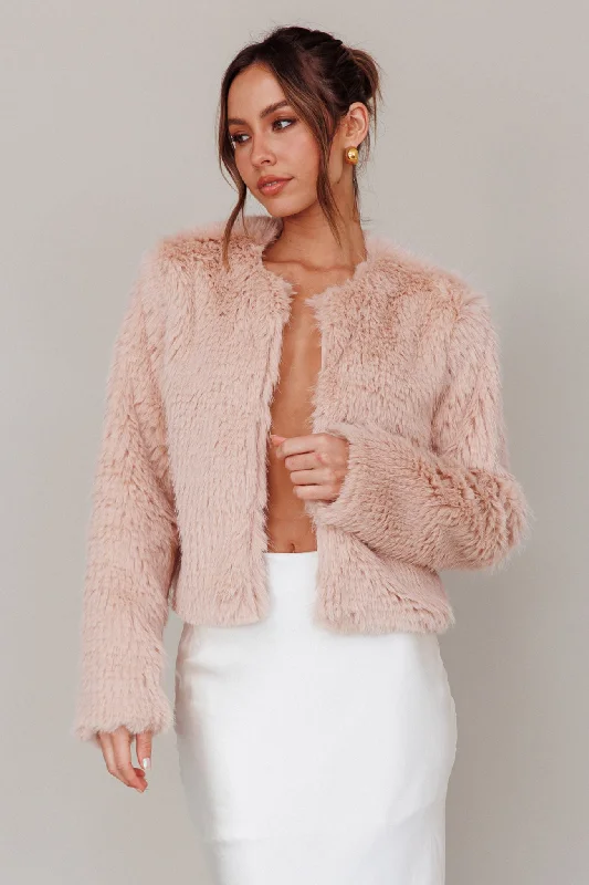 London Day Faux Fur Jacket Blush