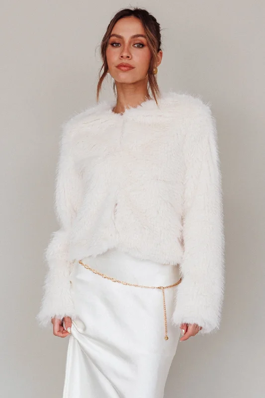 London Day Faux Fur Jacket Cream