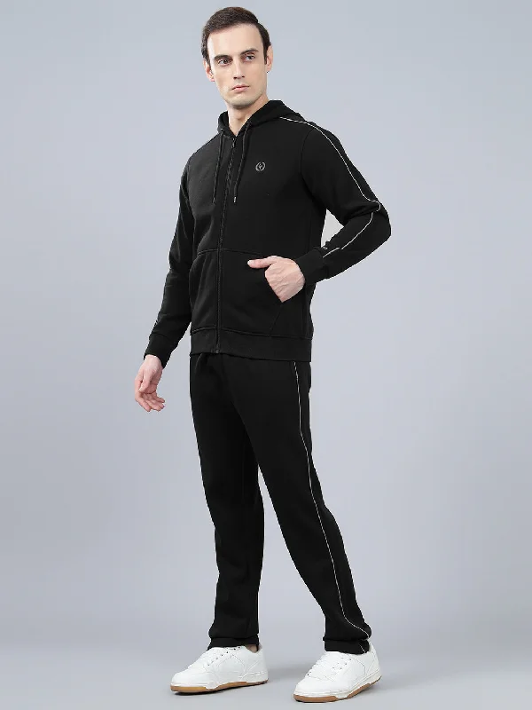 Men's Black Solid Winter Track Suit