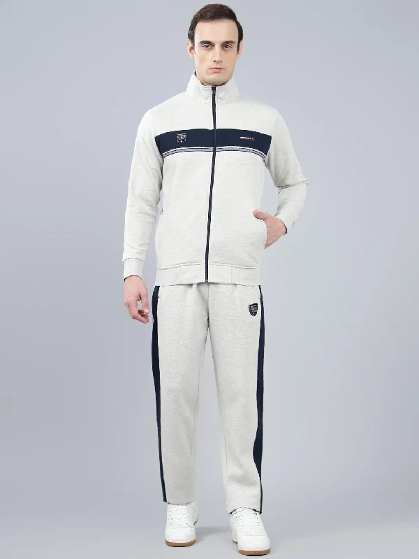 Men's Ecru Solid Winter Track Suit