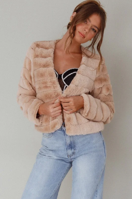 Montana Faux Fur Jacket Camel