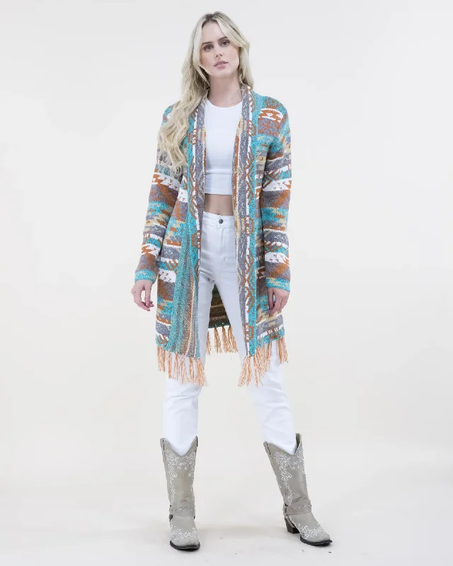 Turquoise Mix Aztec Bohemian Cardigan