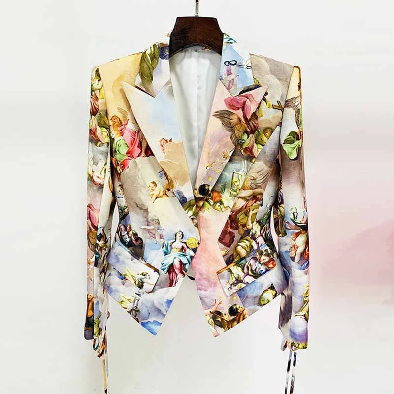 Women Print Linen Jacket