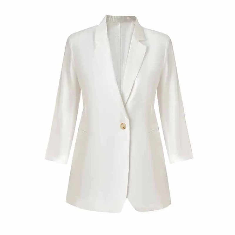 Women Single-Breasted Blazer Solid Color Fashion Blazer Jacket