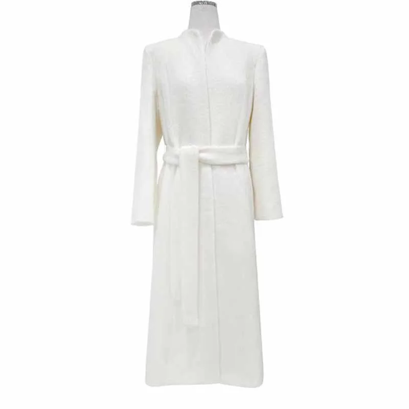 Womens Long Winter Coats Outfits Woolen Coatdress for Wedding Bride Wind-breaker