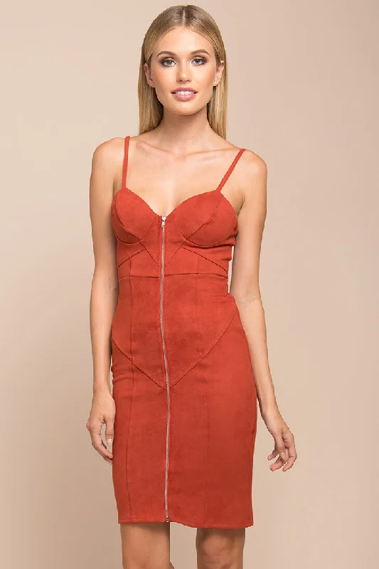 Reigh Exposed Zipper Dress Red