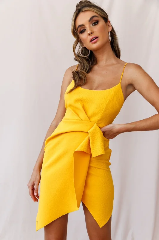 Tesla Cami Strap Sculpted Fabric Dress Yellow