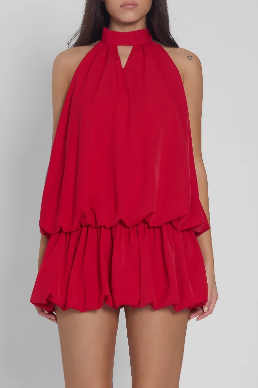 Cherry Bubble Mini Dress - Red