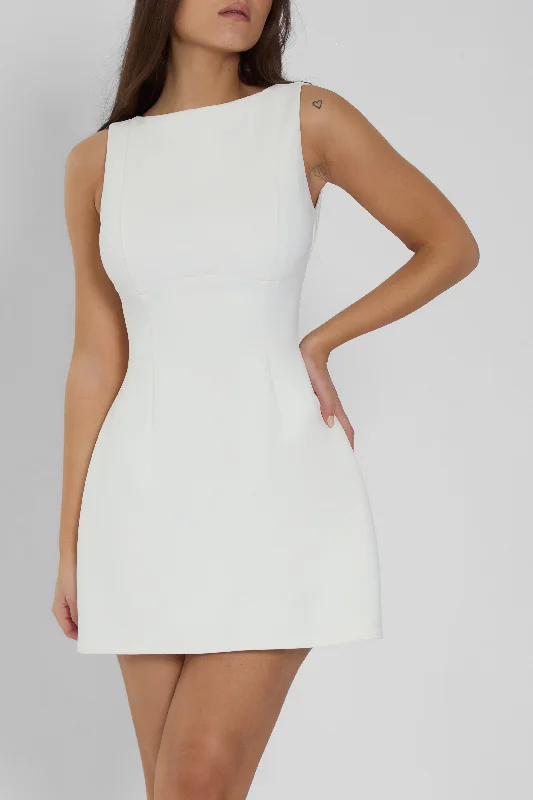 Estelle Sleeveless Bustier Mini Dress - White