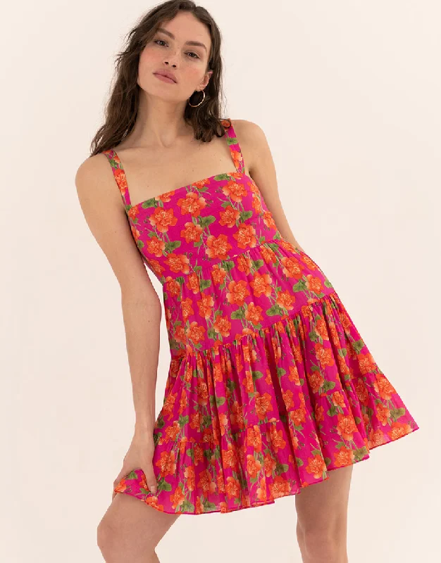 Freddie Cotton Mini Dress - Sugar Tip Fuschia