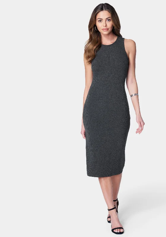 High Neck Midi Rib Dress