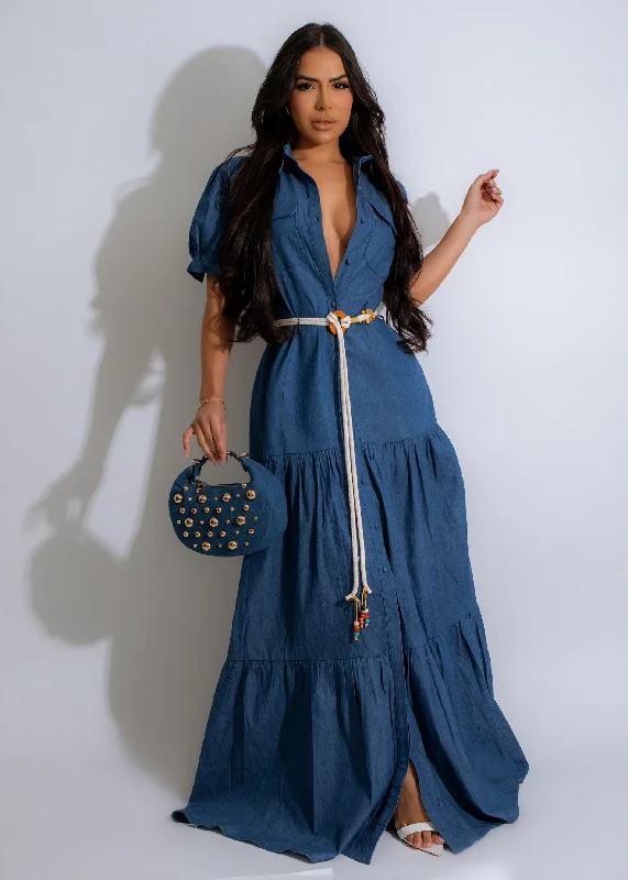 Mega Babe Maxi Dress Dark Denim