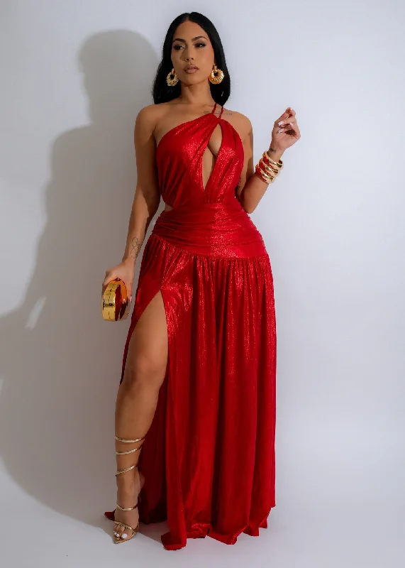 Nocturnal Elegance Maxi Dress Red