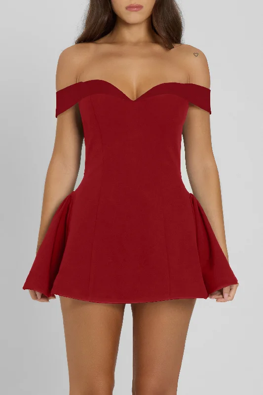 Raquel Babydoll Mini Dress - Red