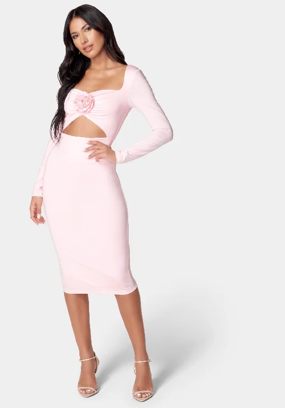 Rosette Midi Cut Out Dress