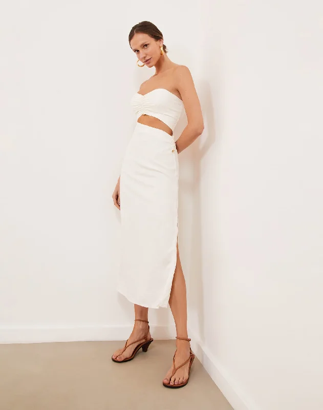 Sonny Detail Midi Dress - Off White