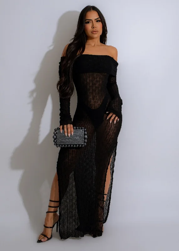 Sugar Rush Mesh Maxi Dress  Black