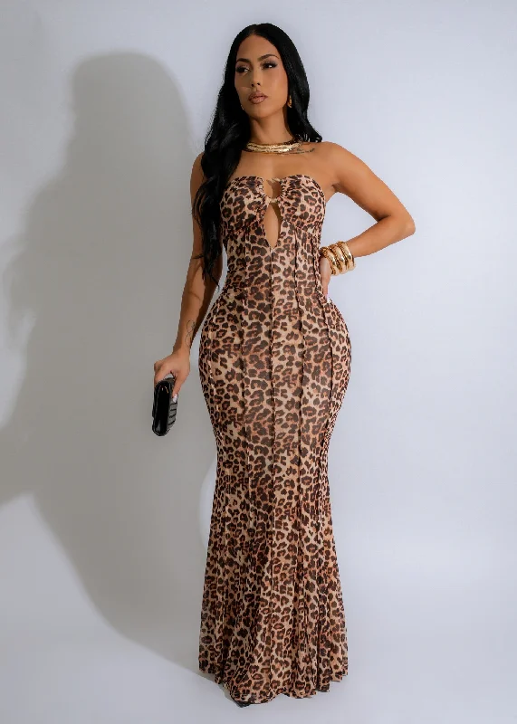 Ways To Go Mesh Maxi Dress Brown